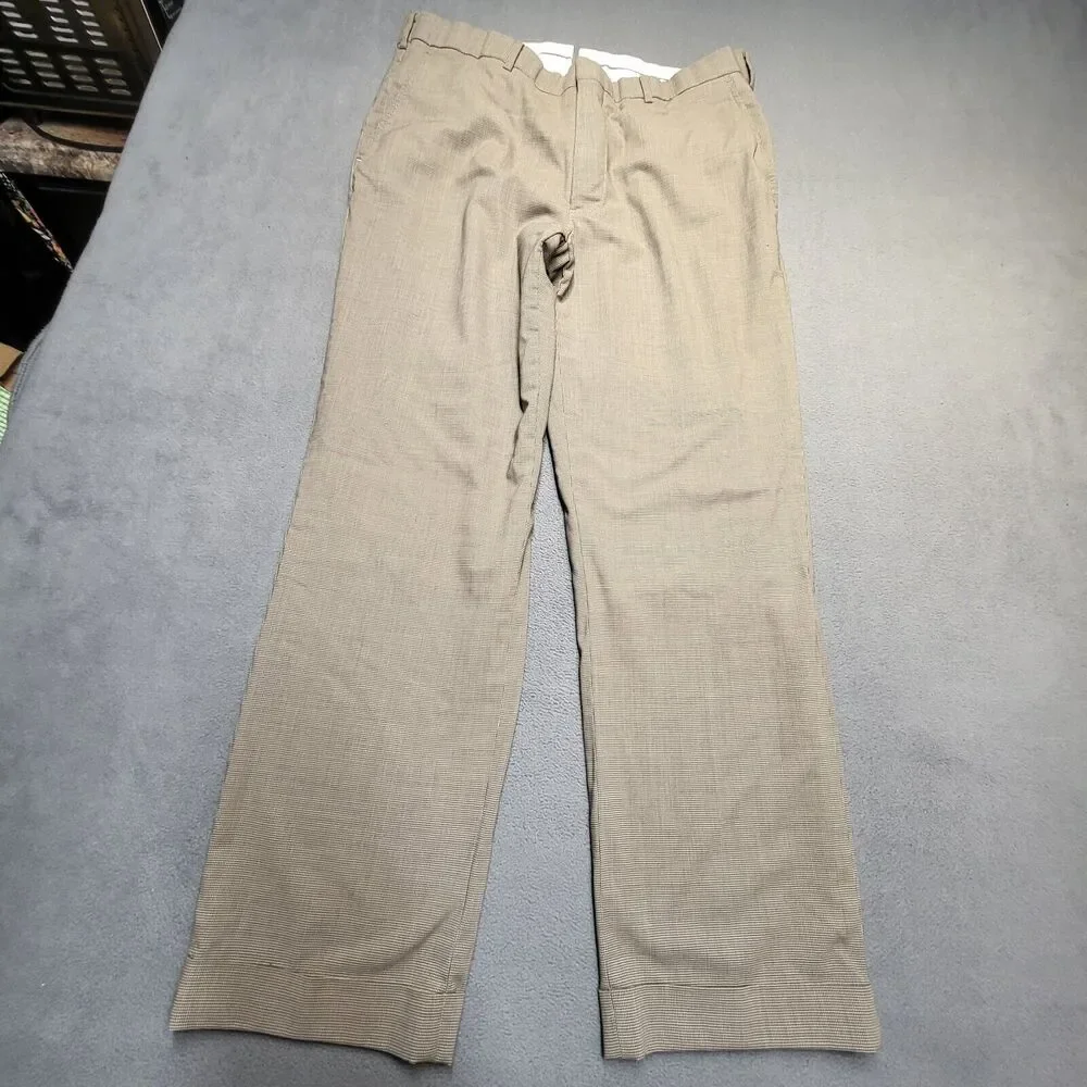 BROOKS BROTHERS Fitzgerald Pants Mens 33x28 Wool Blend Micro Houndstooth
